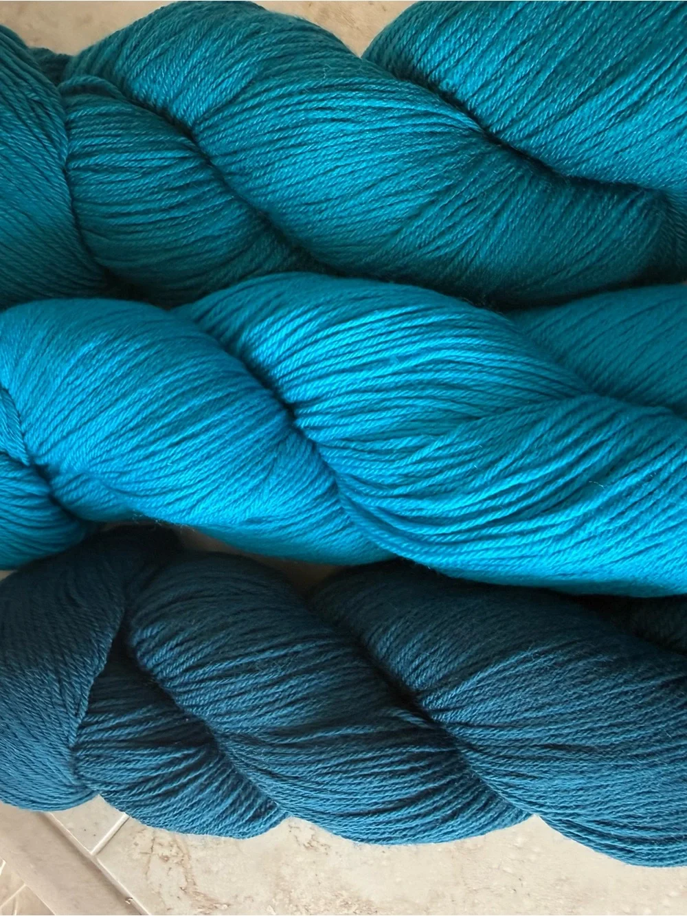 Merino Superwash Sock Twist Yarn - Dark Teal, Lagoon and Caribbean Teal Shades
